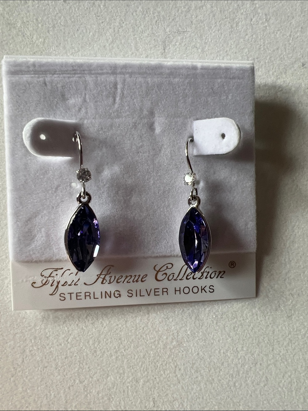 Sterling Silver Hook Earrings with Purple Marquise Swarovski crystal Stones
